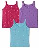 Zero Sinker Knit Sleeveless Slips With Heart & Tropical Theme Print Pack of 3 - Red Blue & Purple