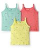 Zero Sinker Knit Sleeveless Slips with Rainbow & Floral Print Pack of 3 - Yellow Sea Green & Coral