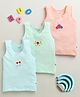 BUMZEE Cotton Knit Pack Of 3 Sleeveless Berry Printed Slips - Peach & Mint Green