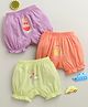 BUMZEE Cotton Knit Pack Of 3  Bunny Printed Bloomers - Peach & Lavender