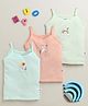 BUMZEE Cotton Knit Pack Of 3 Cat Printed Slips- Peach & Mint Green