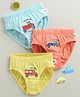 BUMZEE Cotton Knit Pack Of 3 Bears in Vehicles Printed Briefs - Sky Blue & Yellow