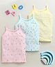 BUMZEE Cotton Knit Pack Of 3 Floral & Hearts Printed Slips - Pink & Yellow