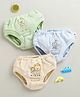 BUMZEE Cotton Knit Pack Of 3 Cute Animals Printed Panties - Green & Sky Blue
