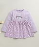 BUMZEE Cotton Knit Full Sleeves Cute Kittens Printed Dress - Lavender