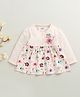 BUMZEE Cotton Knit Full Sleeves Elephant Printed Dress - Peach
