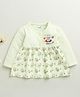 BUMZEE Cotton Knit Full Sleeves Cat In Space Printed Dress - Light Green