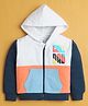 BUMZEE Cotton Blend Knit Full Sleeves Colour Blocked Chill Dad Text Printed Light Winter Hooded Sweatjacket - Multi Colour