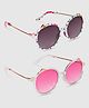 DukieKooky Set Of 2 Floral & Animal Ears Designed UV Protected Round Sunglasses - Pink & Multi Colour
