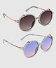 DukieKooky Set Of 2 Animal Ears Designed UV Protected Round Sunglasses - Blue & Green