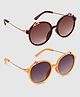 DukieKooky Set Of 2 Animal Ears Designed UV Protected Round Sunglasses - Brown & White