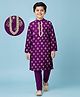 EARTHY TOUCH Single Jersey Knit Full Sleeves Kurta Pajama Set With Floral Print - Wine