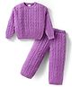 Babyhug Knit Full Sleeves  Winter Wear T-Shirt & Lounge Pant Set With Cable Knit Design - Lavender