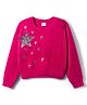 Babyhug Knit Full Sleeves Pullover Sweater with Sequin Star Design - Fuchsia