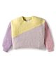 Babyhug Knit Full Sleeves Extra Soft Hairy Yarn Drop Shoulder Silhouette Pullover Sweater with Color Block Design - Lilac