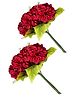 YOGO DECOR Ball Chrysanth Hydrandea Artificial Flowers -Red, 2 Sticks with 7 Flowers Each for Home & Office Décor