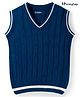 Honeyhap Knit Bio Finish Sleeveless  V Neck Pullover With Tape Design - Navy Blue