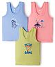 Zero Knit Sleeveless Vests With Dino & Space Theme Print Pack of 3 - Blue Green & Peach