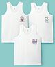 Zero Knit Sleeveless Vests With Text Print Pack of 3 - White