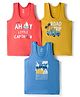 Zero Knit Sleeveless Vests With Beach Theme Print Pack of 3 - Blue Red & Orange