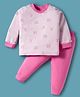 Pink Rabbit Single Jersey Knit Full Sleeves T-Shirt & Joggers Set With Animal Print - Pink