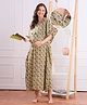 Bella Mama Cotton Woven Half Sleeves Maternity Nursing Kaftan With Floral Print - Multicolour