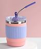 BAYBEE Sipper Cup with Lid & Straw for Kids | Spill Proof Stainless Steel Tumbler with Anti-Slip Silicone Grip | 400ml Insulated Coffee Mug | BPA-Free Hot & Cold Drinking Sippy Cup for Baby (Pink)