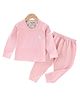 The little lookers Wool Knit   Full Sleeves Sheep Printed Thermal Set - Pink