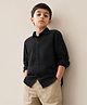 Tales & Stories Cotton Woven Full Sleeves Solid Shirt - Black