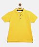 Tales & Stories Cotton Knit Half Sleeves Solid Polo Tee - Yellow