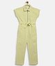 Tales & Stories Cotton Woven Sleeveless Solid Jumpsuit - Light Yellow