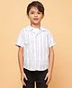 Tales & Stories Cotton Woven Half Sleeves Striped Shirt - Sky Blue