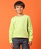Tales & Stories Cotton Knit Full Sleeves Play The Game Text Printed Light Winter Sweatshirt - Neon Green