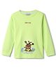 Tales & Stories 100% Cotton Knit Full Sleeves Surfing Dog Embroidered Tee - Neon Green