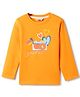 Tales & Stories Cotton Knit Full Sleeves Camera & Hearts Printed Tee - Orange