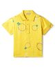 Tales & Stories Viscose Woven Half Sleeves Pineapples Printed Polo Tee - Yellow