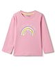 Tales & Stories Cotton Knit Full Sleeves Rainbow Printed & Happiness Lies In Colours Text Embroidered Tee - Pink