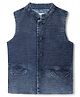 Tales & Stories Cotton Woven Sleeveless Threadwork Detailed  Waistcoat - Navy Blue