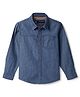 Tales & Stories Cotton Woven Full Sleeves Solid Shirt - Blue