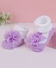 Cute Walk by Babyhug Slip On Socks Shoes with Floral Applique - Purple & White