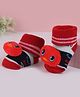 Cute Walk by Babyhug Fabric Slip On Socks Shoes with Duck Applique - Red & Black