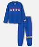Nap Chief Pure Cotton Knit Full Sleeves Pokemon Featuring Pokeballs Printed Night Suit Set - Blue