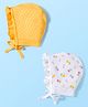 Babyhug 100% Cotton Interlock Knit Caps With Polka Dots & Floral Print Pack Of 2 - Diameter 18 cm