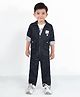 MASHUP Cotton Knit Born To Win Text Printed Tee & Pant With Full Sleeves Jacket Set - Black