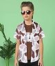 MASHUP Cotton Woven Half Sleeves Abstract Printed Shirt With Inner Tee Set - Brown