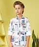 MASHUP Cotton Woven Full Sleeves Floral Printed Shirt - White