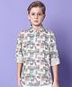 MASHUP Cotton Woven Full Sleeves Abstract Printed Shirt - Green