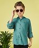 MASHUP Cotton Woven Full Sleeves Alphabets Printed Shirt - Green