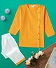 Desi Soota Cotton Woven Full Sleeves Katha Work Detailed Kurta & Pyjama Set - Yellow
