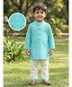 Desi Soota Cotton Woven Full Sleeves Arrow & Geometric Printed Kurta & Pyjama Set - Blue